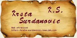 Krsta Surdanović vizit kartica